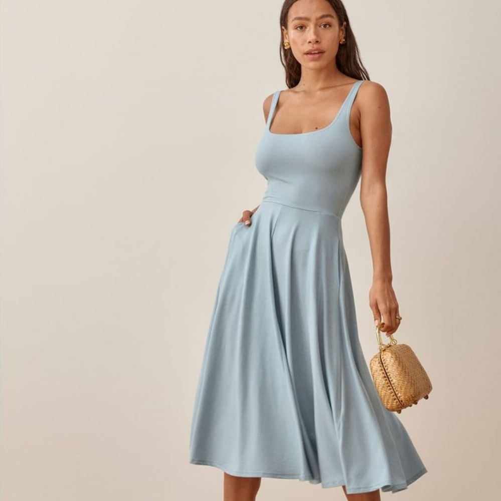 Reformation Rou Blue Midi Dress